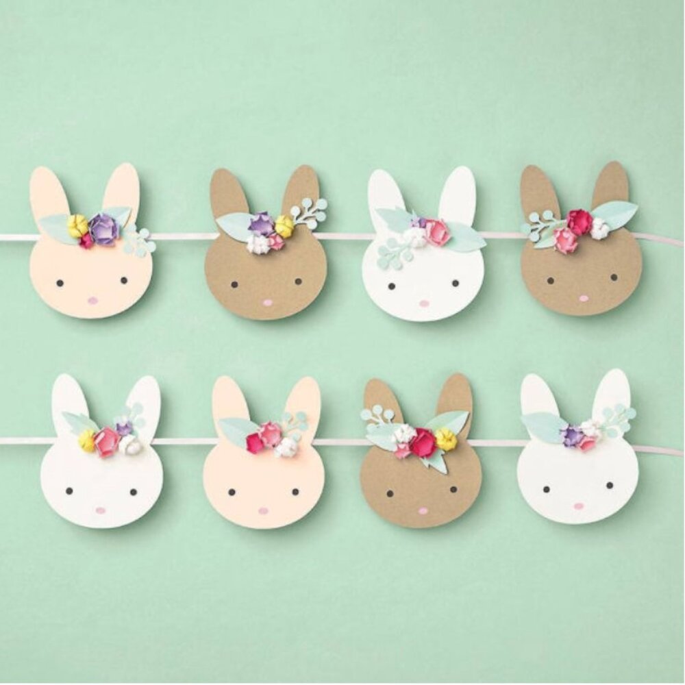 NWT Paper Source Flower Crown Bunnies Garland